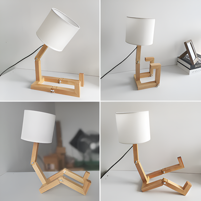 LUMIROBOT – Verstellbare Holzlampe im Roboterdesign für Lese- & Arbeitslicht